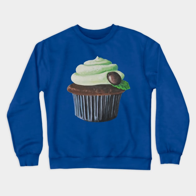 Mint Chocolate Cupcake Painting (no background) Crewneck Sweatshirt by EmilyBickell